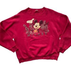 Vintage Mickey Mouse Disney Red Crewneck 90s Sweater Fits like XL